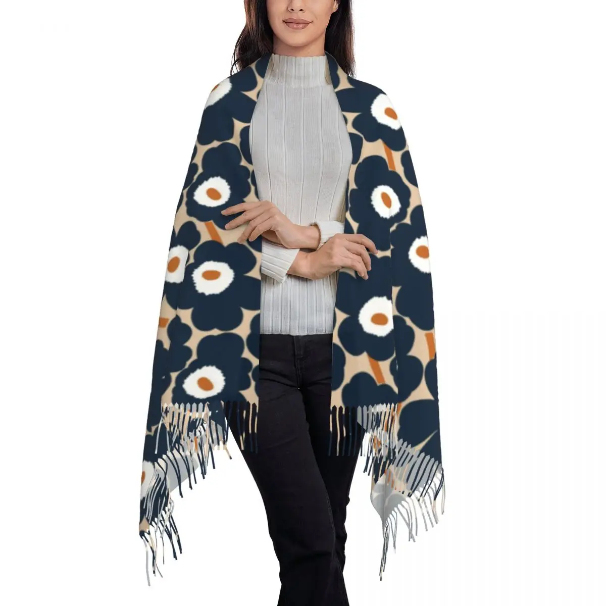 Custom Printed Little Poppy Print Scarf Women Men Winter Warm Scarves Fashion Modern Style Shawls Wraps