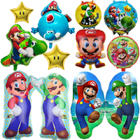 Super Mario Bros Foil Balloon Baby Birthday Photo Props Cartoon Aluminum Film Balloons Happy Birthday Party Balloon Supplies
