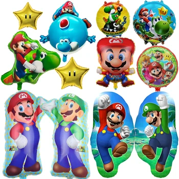בלון פויל סופר מריו ברוס תמונת יומולדת לתינוק פרופס קרטון אלומיניום בלונים מסיבת יומולדת שמחה ציוד למסיבת יומולדת