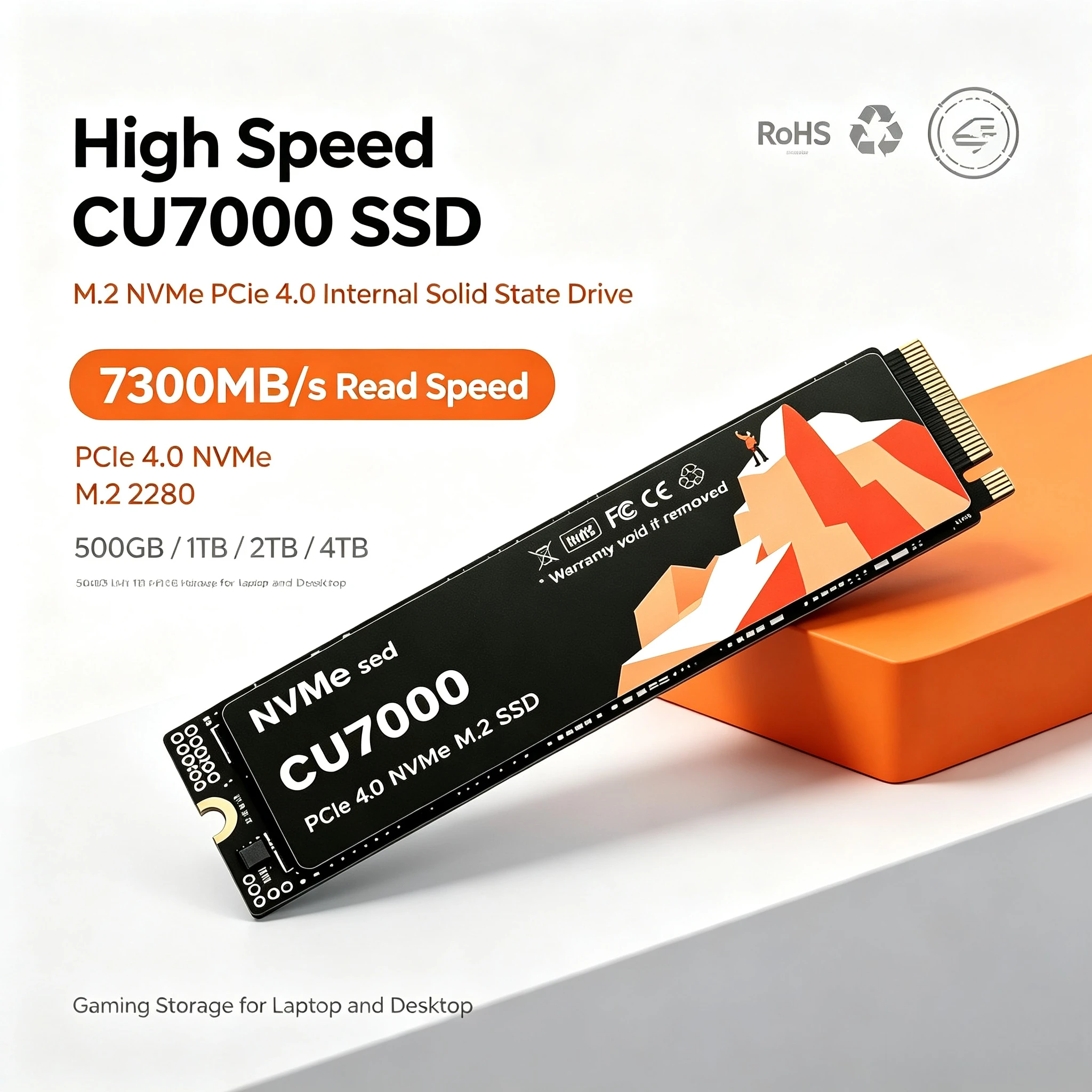 CU7000 SSD M.2 NVMe Internal Solid State Drive High Speed 7300MB/s PCIe 4.0 Gaming Drive Works for PS 5 Laptop PC Hard Disk