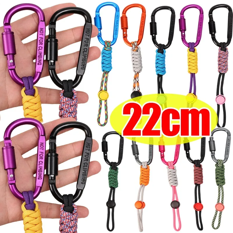 

Water Bottle Carabiner Aluminum Alloy Carabiner with Polyester Rope Lanyard Outdoor Backpack Water Cup Hook Hiking Accessory