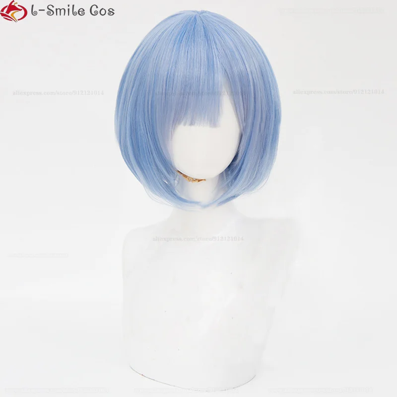 Anime  Rem Ram Cosplay Wig 30cm Heat Resistant Synthetic Hair Halloween Wigs + Wig Cap