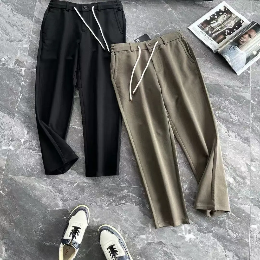 BC الخريف والشتاء الإيطالي نمط المال القديم الجديد أزياء بسيطة الأعمال عارضة السراويل الرجال الرباط السراويل المستقيمة #1
