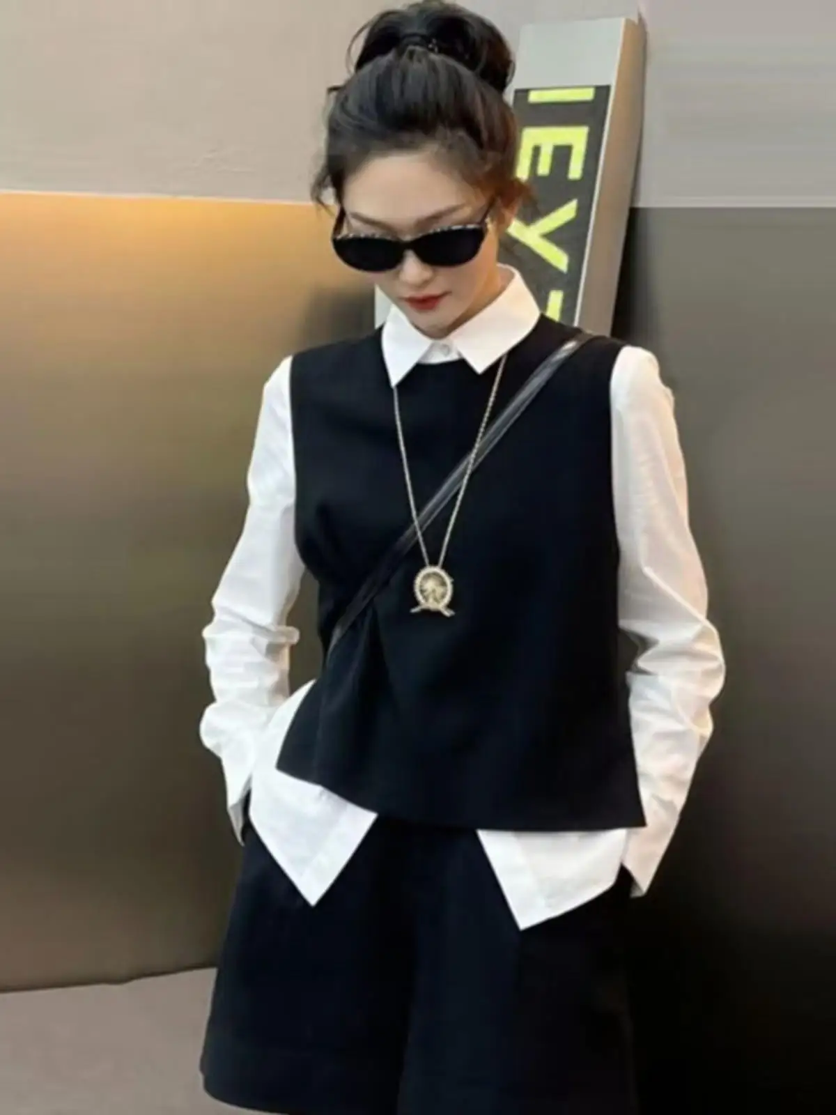 

Koja женский вязаный шерстяной жилет из ледяного шелка круглый дизайн Ne с разрезом весна лето 20226 Faion Commute Sle внутренняя одежда прямого кроя