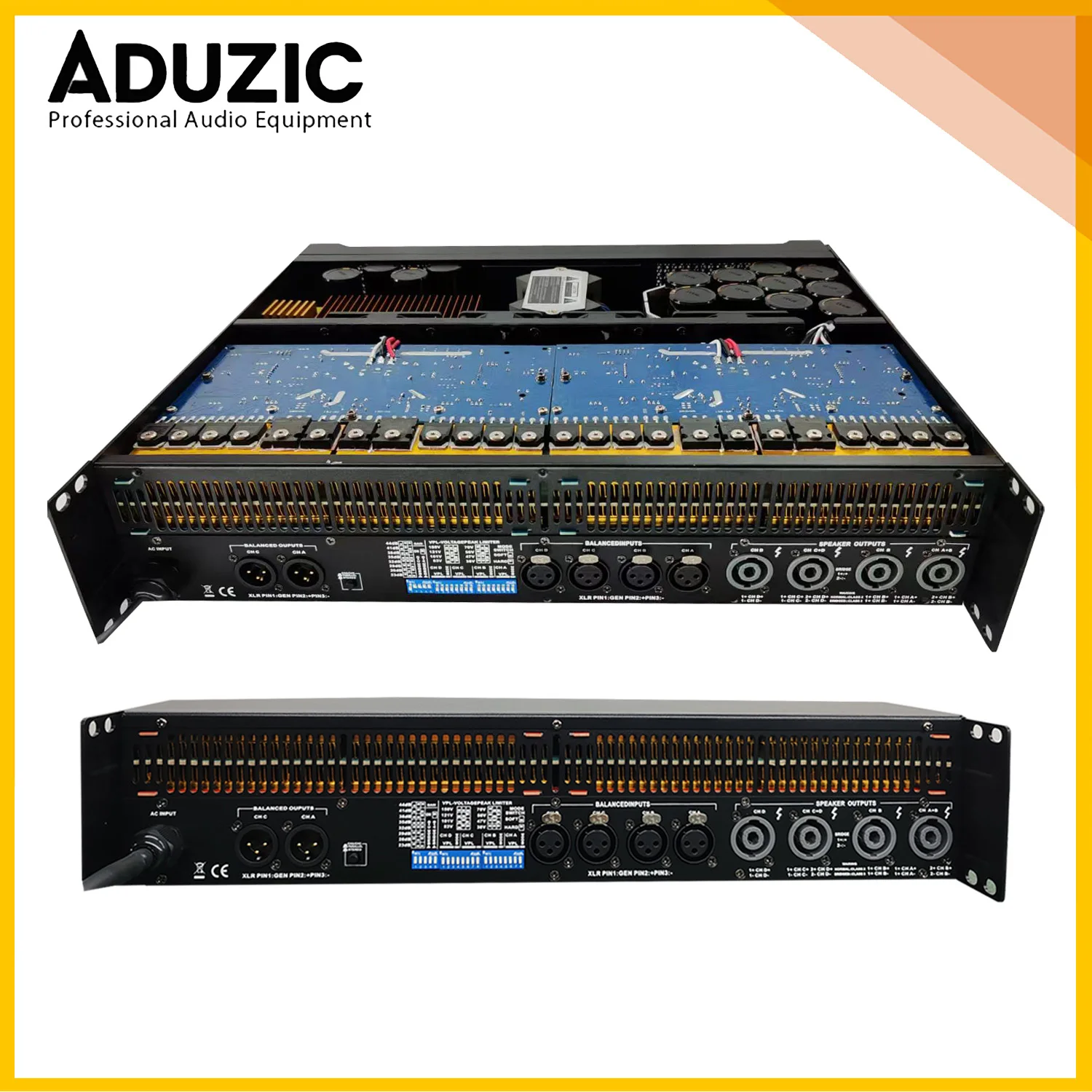 Aduzic FP10000Q Professional Digital Power Amplifier 1350W x 4 Channel Subwoofer Amp Line Array Amplifiers Audio Sound System