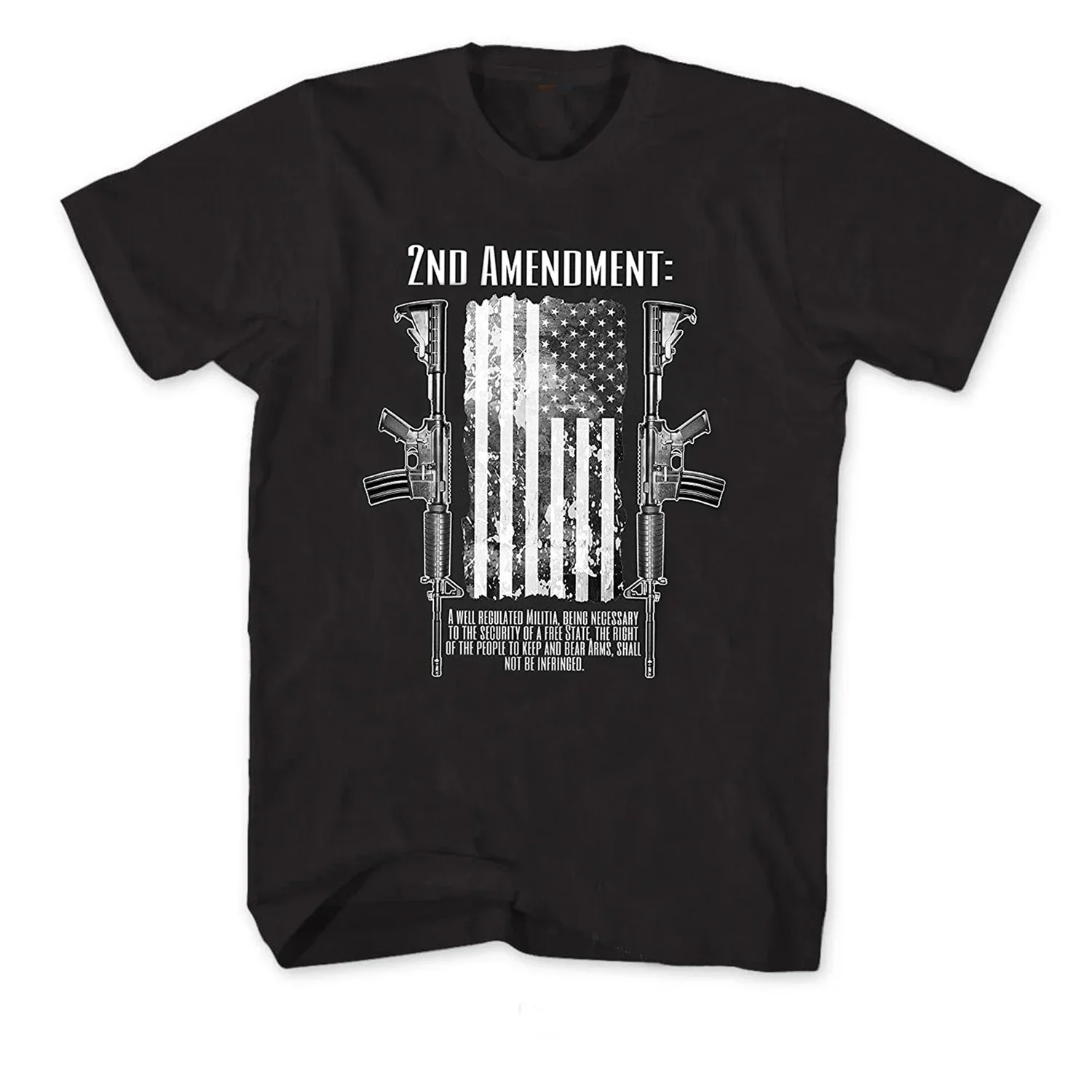 American Flag Gun 2nd Amendment T-Shirt 100% Cotton O-Neck Summer Short Sleeve Casual Mens T-shirt Size S-3XL