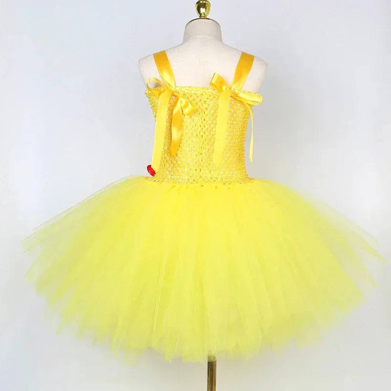 Disfraces de Picachu de animales de dibujos animados amarillos para niñas, fiesta de cumpleaños, vestidos tutú de Halloween con orejas y cola, Cosplay para bebés Out @ 0Z *