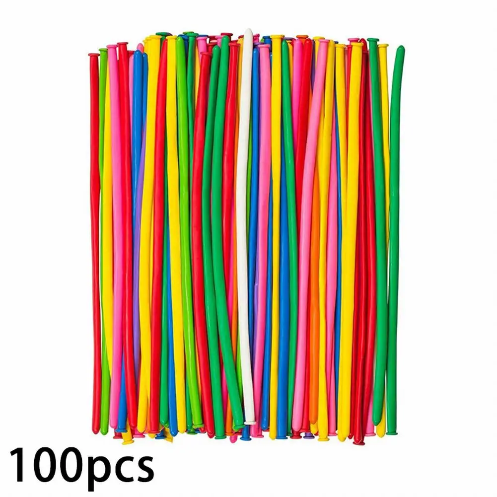 100pcs Long Balloon New Latex Unblown Length 26cm Different Colours Emulsion Long Balloons Mixed Color Christmas