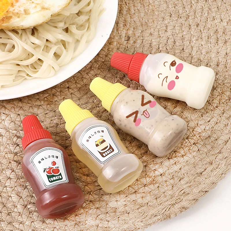 2Pcs Mini Seasoning Sauce Bottle Portable Tomato Ketchup Salad Dressing Container For Bento Lunch Box Kitchen Accessories