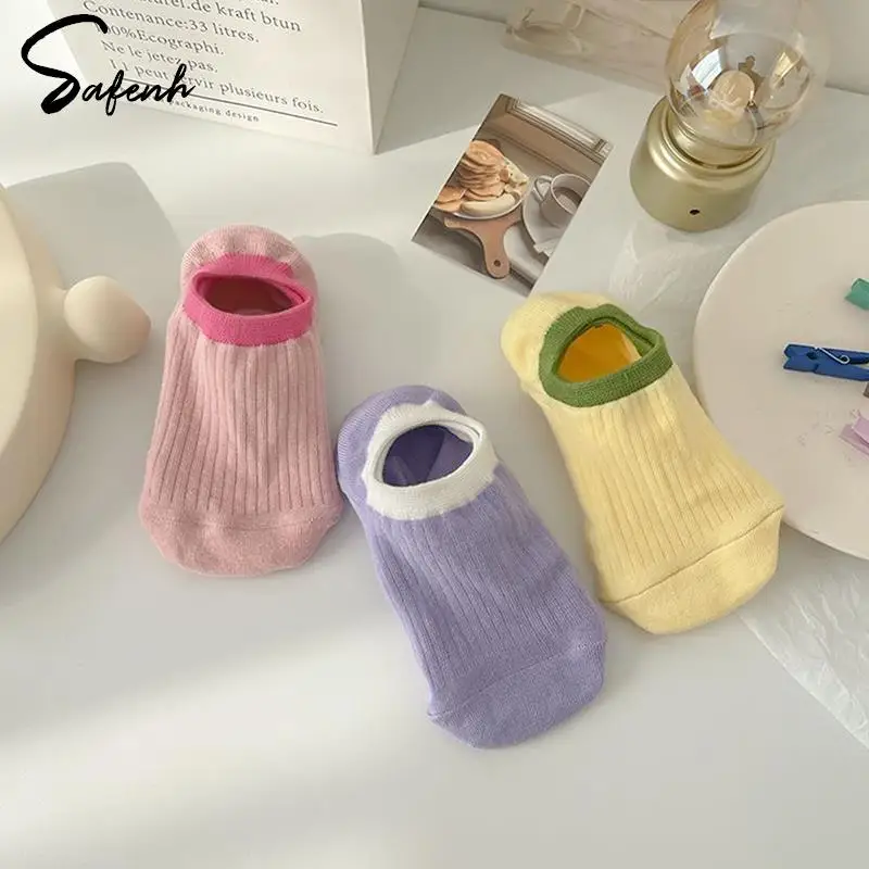 Women Summer Thin Candy Color Boat Socks Sweet Girl Color Matching Versatile Casual Breathable Socks Sock Slippers Low Cut Socks