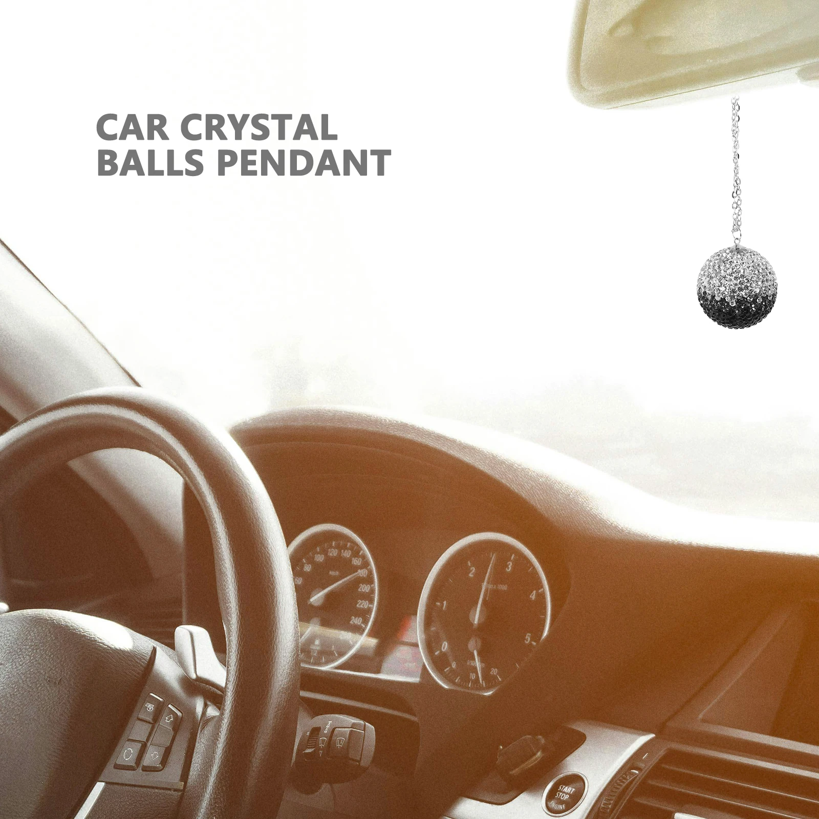 

Rearview Mirror Crystal Bling Car Hanging Ornament Ball Bling Car Accessories Women Black Gradient Decorative Hanging Ornament