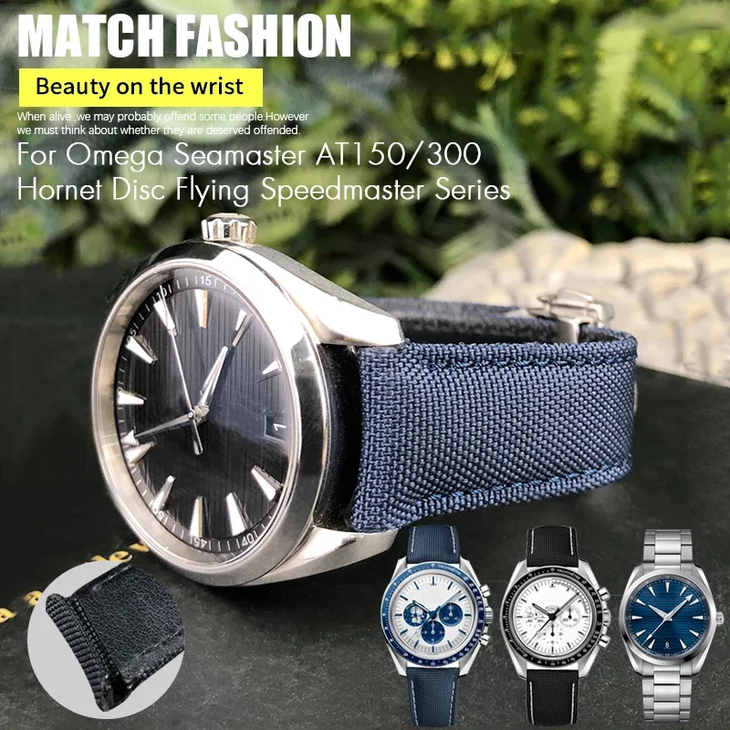 

Высококачественный нейлоновый кожаный ремешок для часов 20 мм 21 мм 19 мм подходит для Omega Seamaster AQUA TERRA 150 GoodPlanet GMT ремешок для часов с изогнутым концом