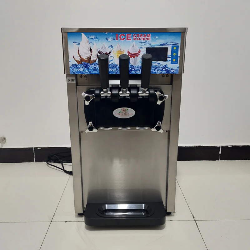 Commercial 18L Soft Serve Ice Cream Machine Frozen Yogurt Ice Cream Maker with 2+1 Flavors Soft Serve Ice Cream Machine