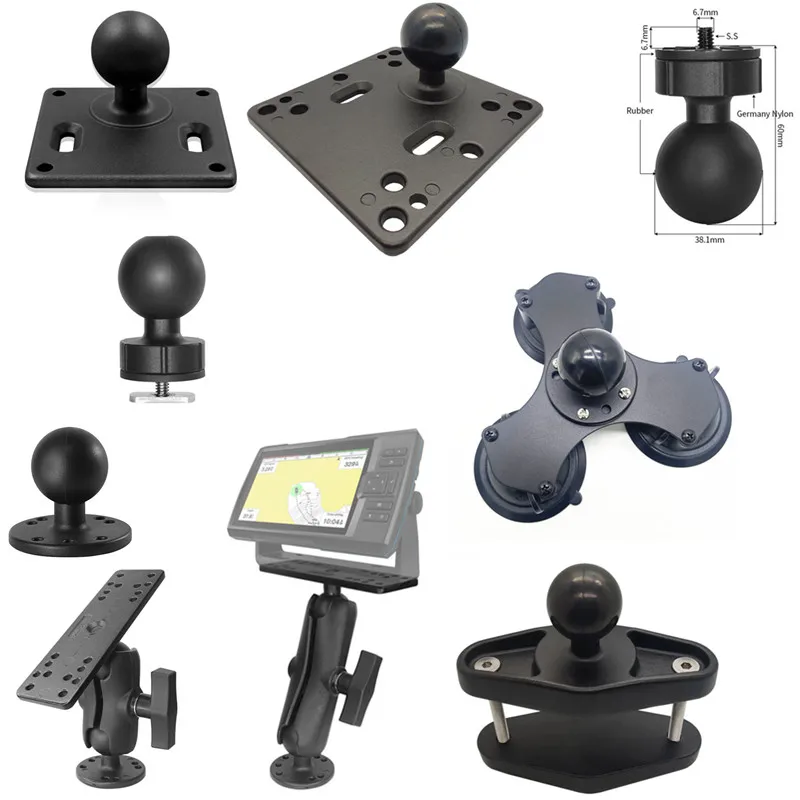 알루미늄 볼 헤드 베이스 마운트 더블 소켓 암, 오토바이 카메라 트럭 보트 요트용, 1.5 인치