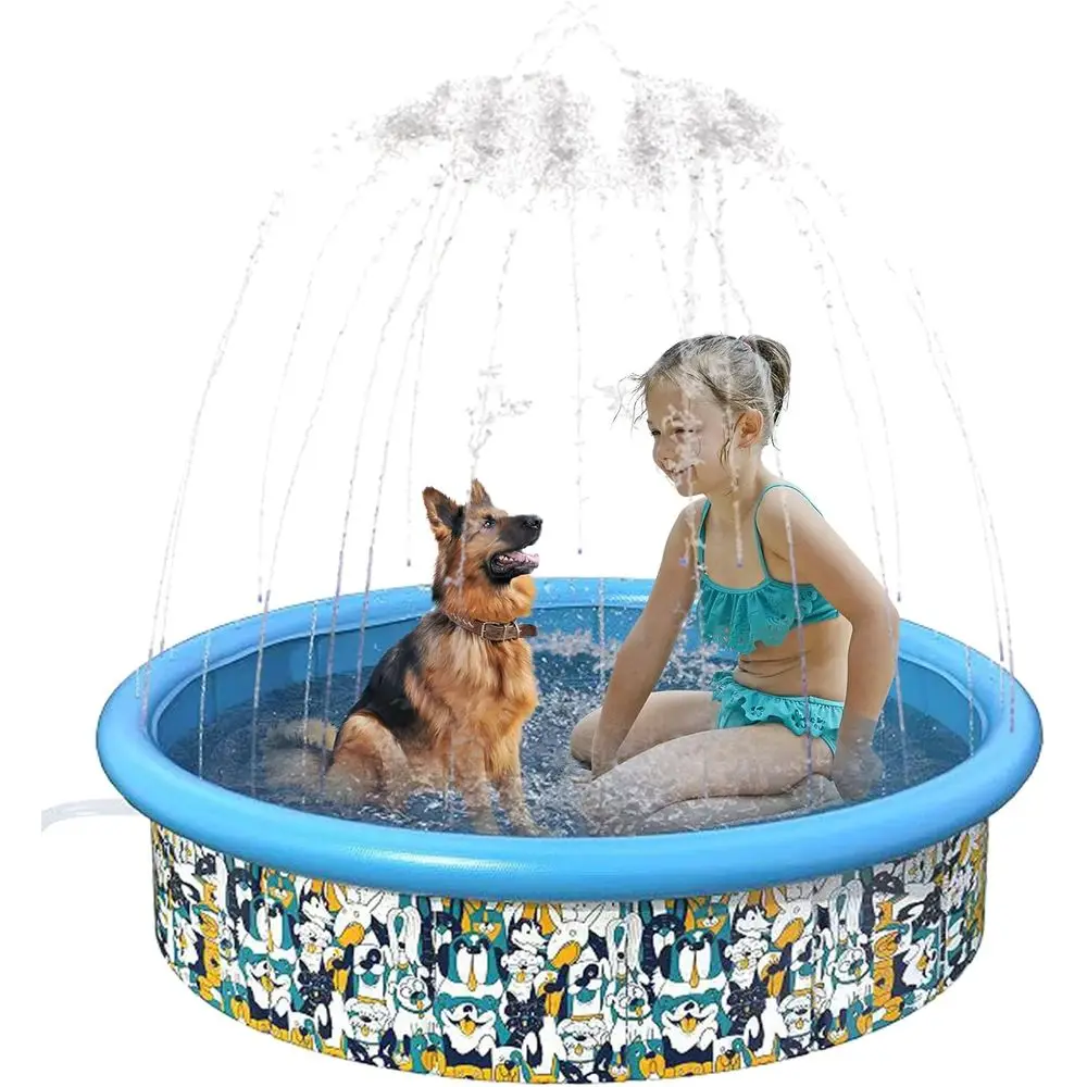 

Складной бассейн со разбрызгами для собак, разбрызгиватель для домашних животных, складной портативный жесткий пластиковый бассейн из ПВХ, разбрызгиватель, игрушка для купания, Durab