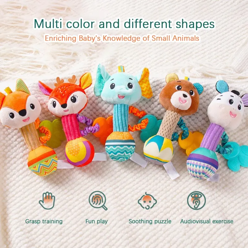 Dental Gum Hand Grip Plush Doll Can Bite Cartoon Cute Practice Grasping Parent Child Interactive Puzzle and Soothing Toy