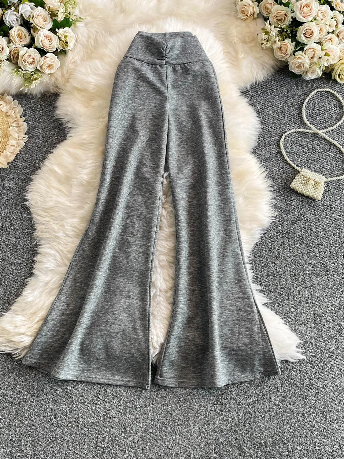 High Waist Flared Pants Women's Spring Autumn Small Size Casual Versatile Leg Lengthening Belly Support Comfortable Fit Pants