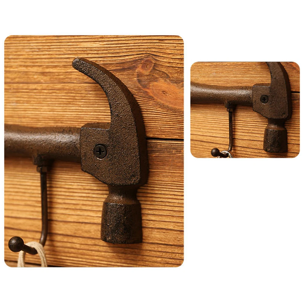 

Cast Iron Hook Wall Mounted Hooks Vintage Hanger Creative Robe Rack Heavy Duty Smooth 3 Hooks For Hats Bags Coats