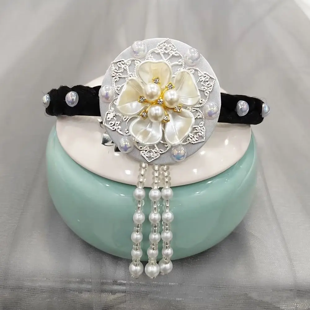 الحلو زهرة الكورية عقال اللؤلؤ مطرز الهانبوك هيرباند التقليدية العرقية نمط مرحلة الرقص الشعر هوب الأطفال #2