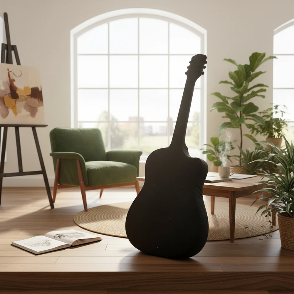 Elastic Dust Cover For 40-41 Inch Electric Guitar, Nylon Protective Case With Drawstring, Black Storage Bag For Music Instrument