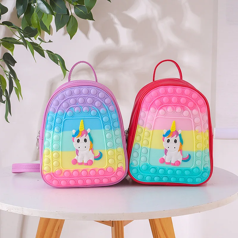 New style cartoon unicorn children schoolbag waterproof decompression silicone backpack