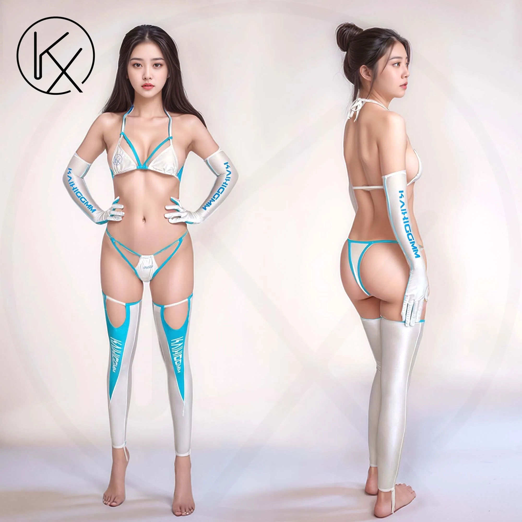 Kaixiggmm Japanese Anime Cyberpunk Style Role-Playing Costume Women's Summer Swimsuit Strap Style Set Anime Role-Playing
