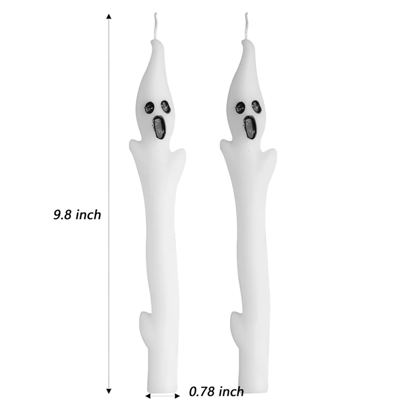 ABNO-Decoraciones de Halloween para interiores, 2 velas de fantasmas espeluznantes, velas cónicas de Halloween de 9,8 pulgadas para decoración de fiestas, mesa de hogar