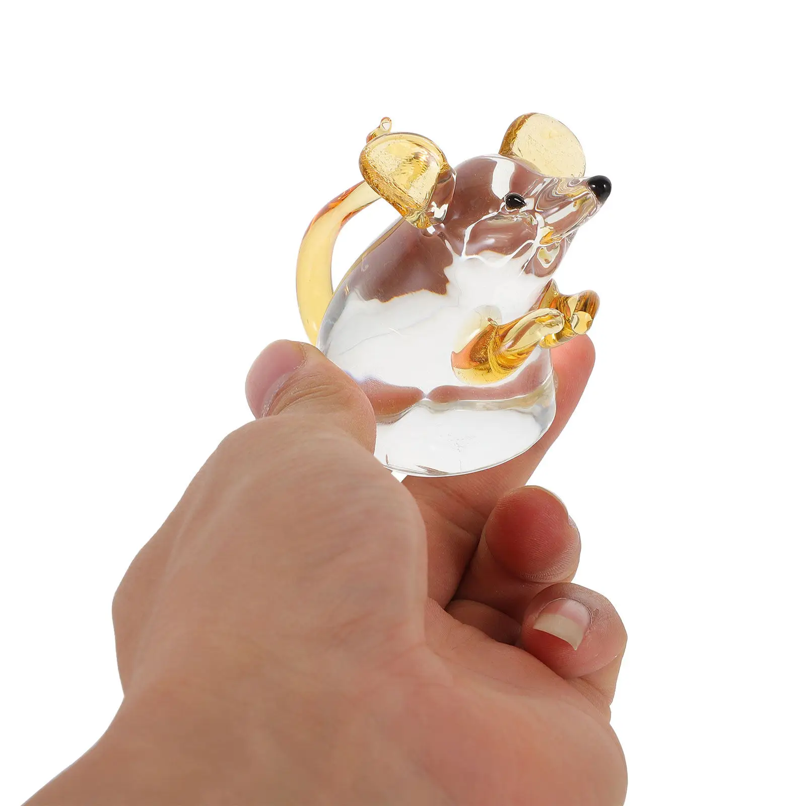 2Pcs Chinese Zodiac Mouse Decoration Glass Animal Statue Desktop Ornament Home Glass Craft Table Decor Vitality