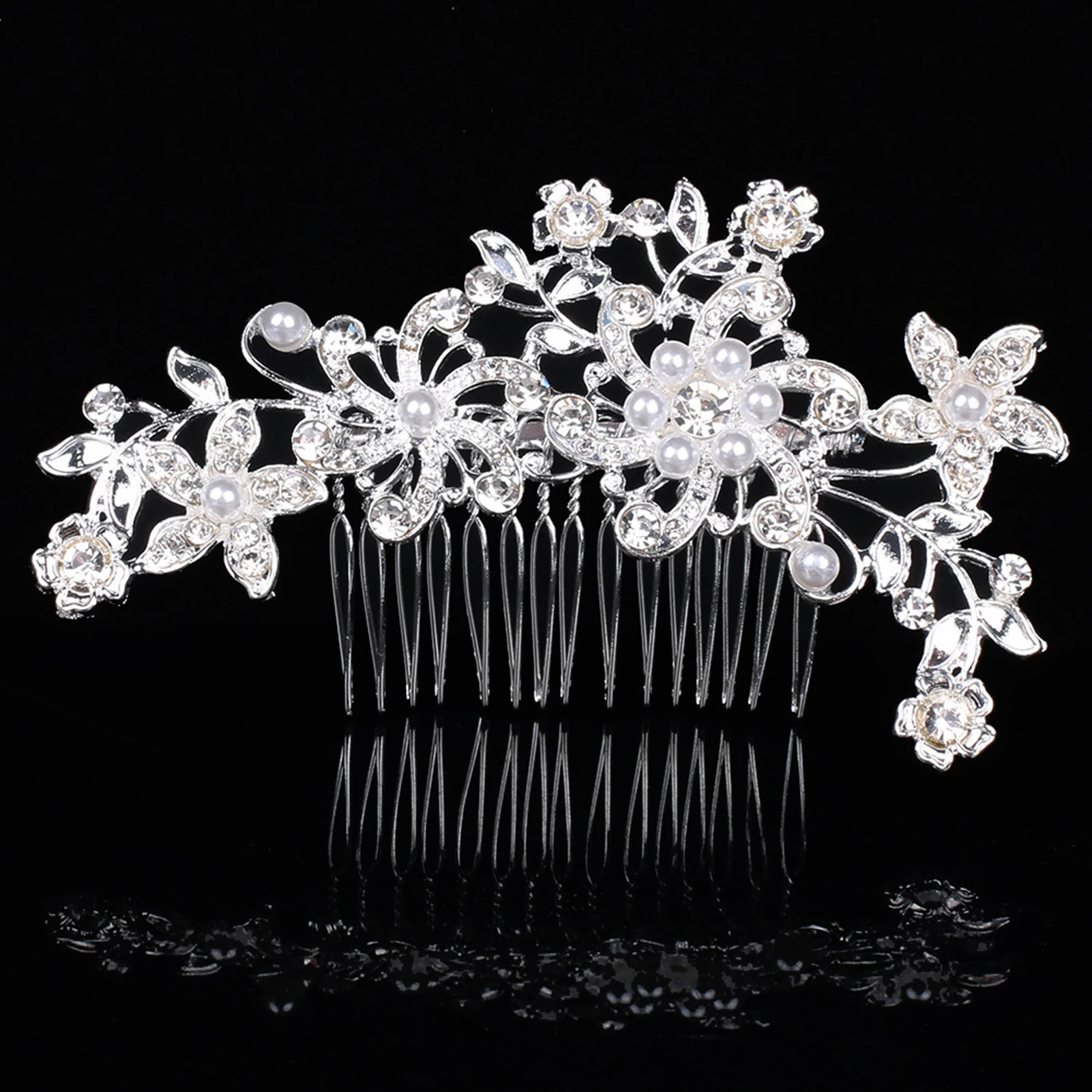 Crystal Flower Wedding Hair Pins Shiny Crystal Pinch Clip Headdress for Lover Family Friend and Coworkers