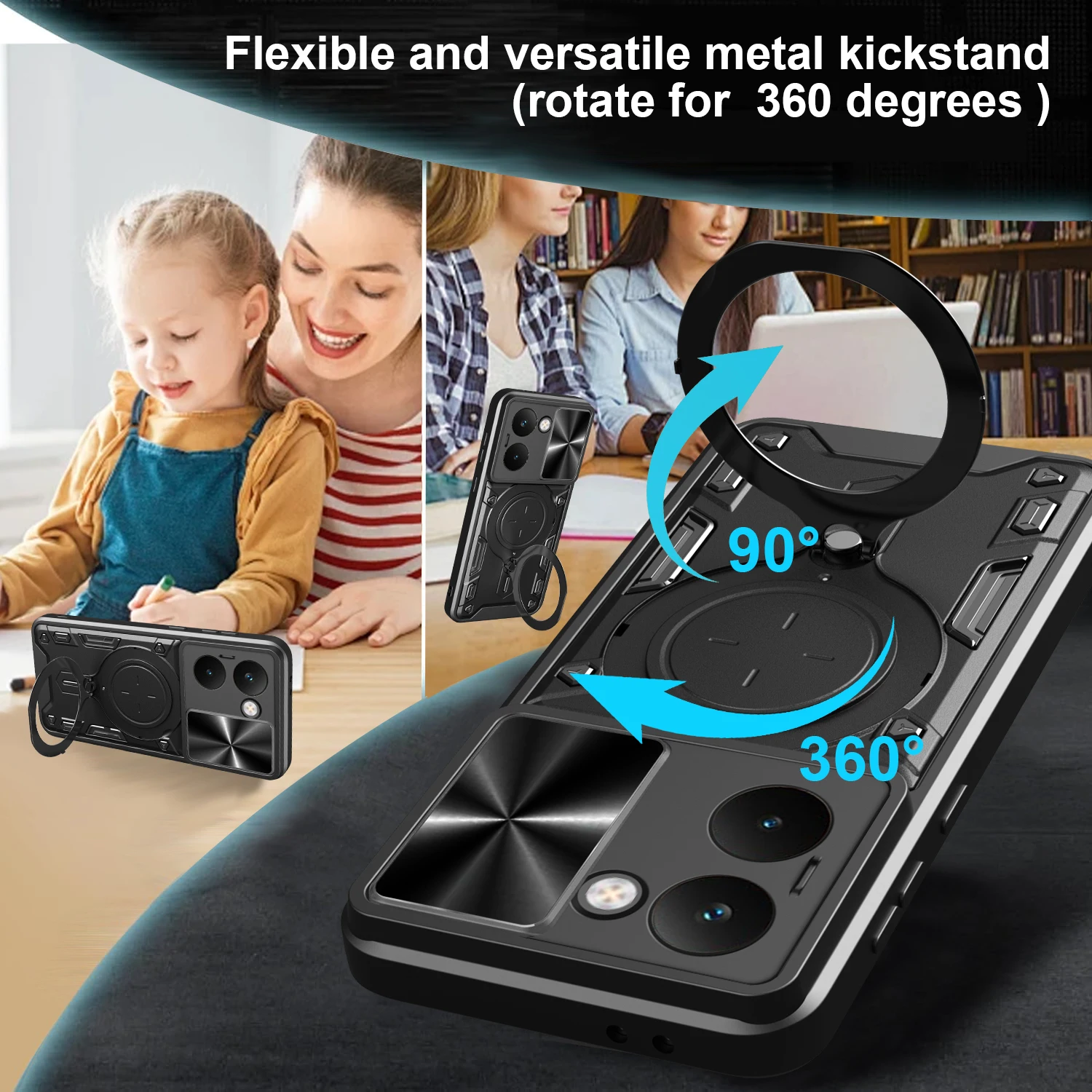 Für OPPO Realme P3 Ultra 5G Fall Slide Objektiv Schützen Ständer Telefon Fall für Realme P3 ULTRA Magnetische Ring Robuste rüstung Zurück Abdeckung