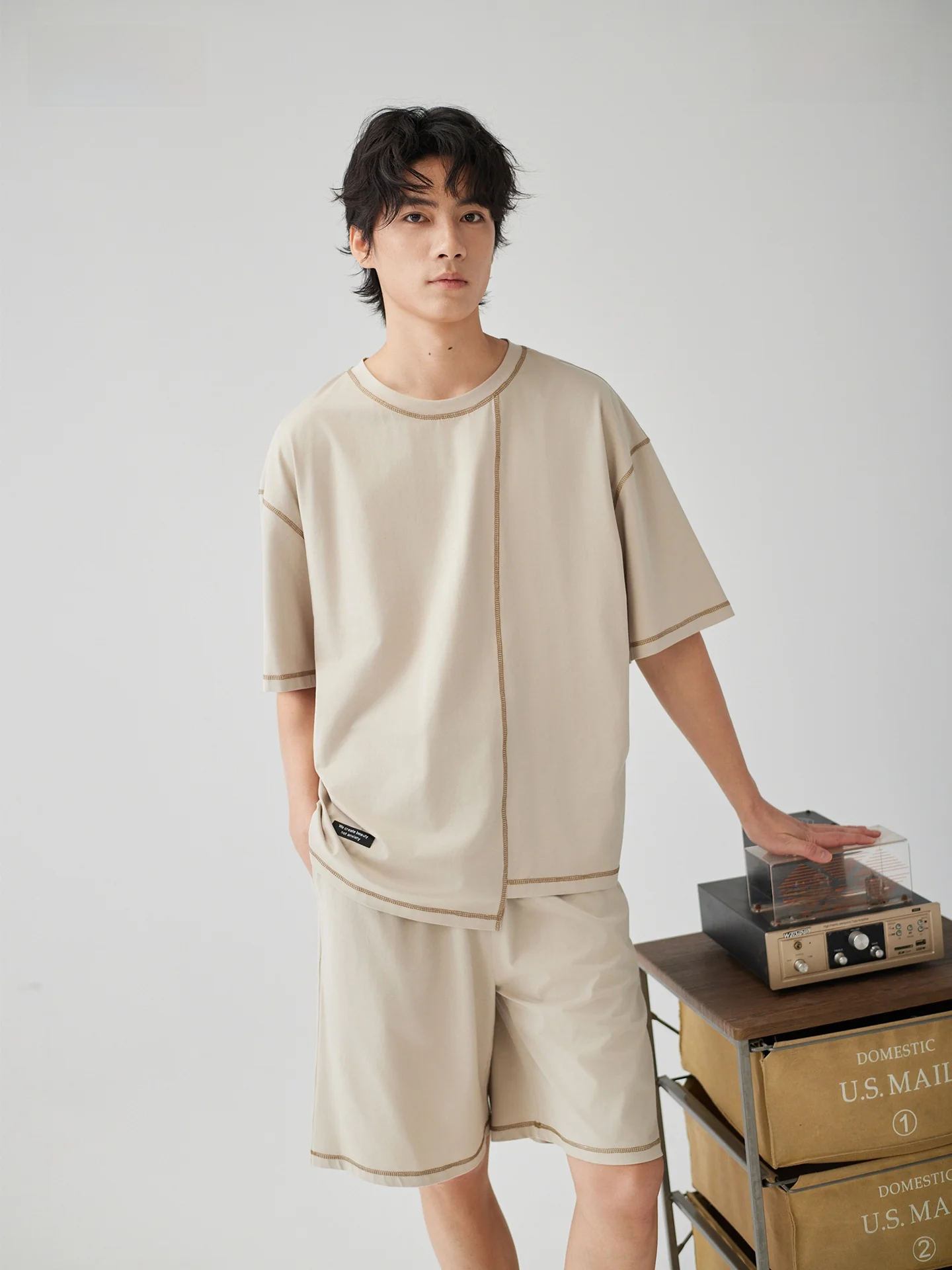 pure-cotton-summer-sleepwear-men's-casual-short-sleeve-home-clothes-set-comfortable-loose-fit-antibacterial-fungus-proof