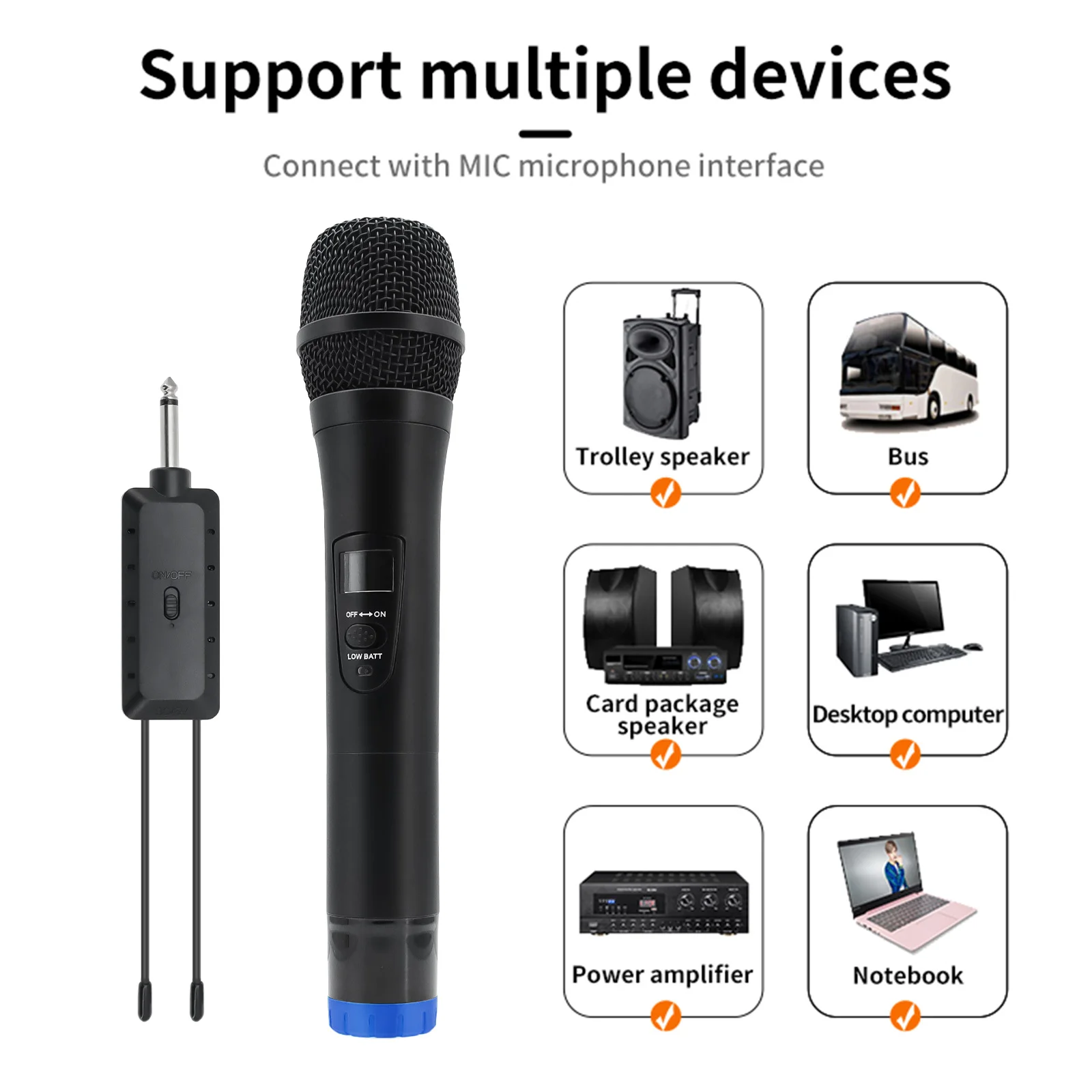 2pcs Microphone Professional Wireless Microphone Recording Karaoke Mic With Rechargeable Lithium Battery 2 Channels UHF for Sing