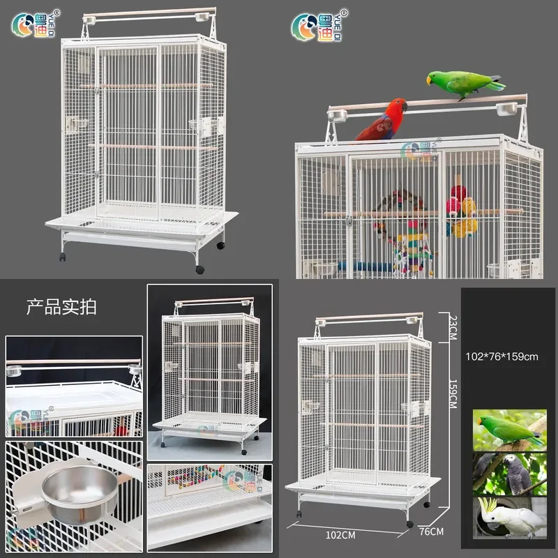 For 8040 Portable Wire Bird Cage Parrot Display Pet House Durable Metal Travel Carrier for Small Birds Outdoor Indoor Use