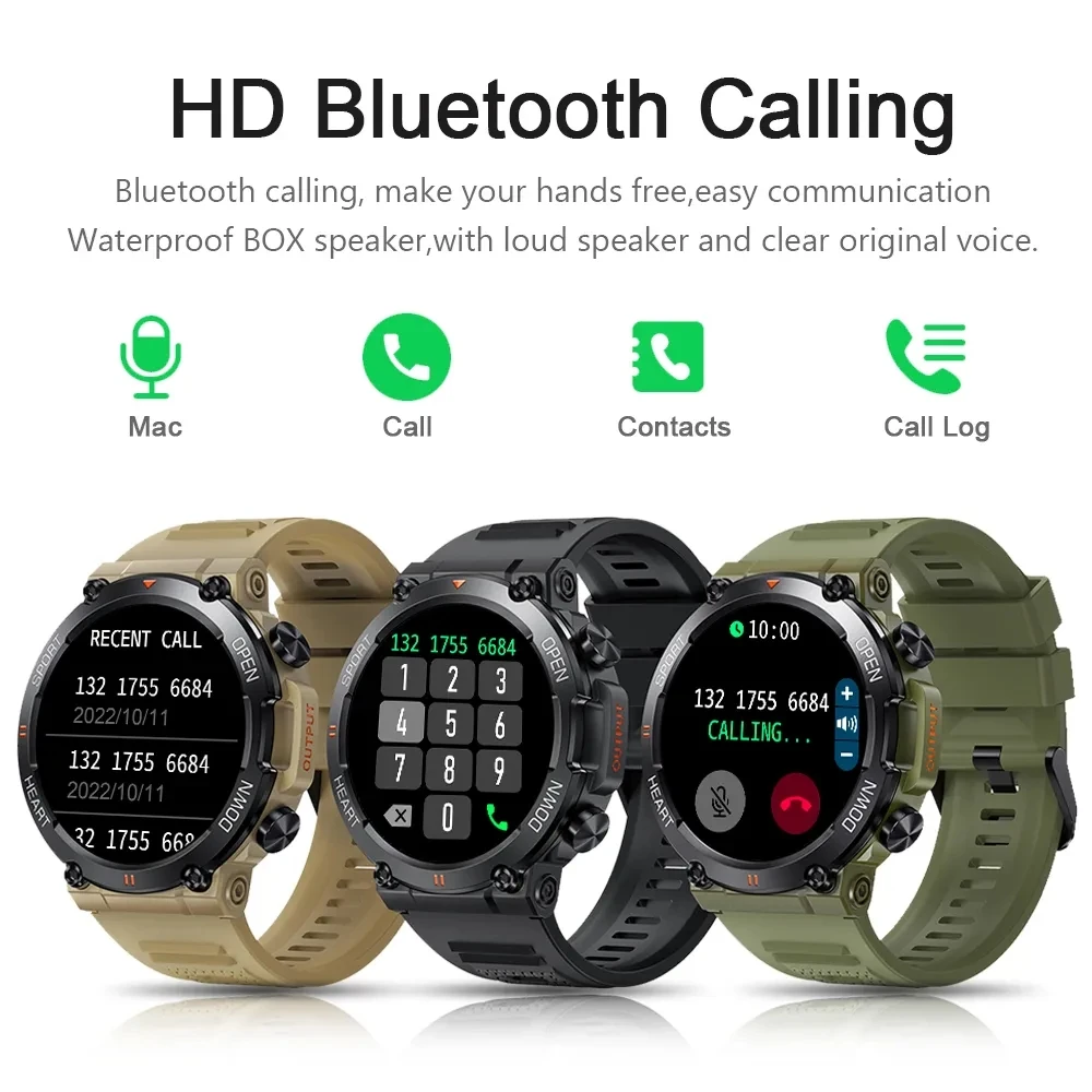 2023 Smart Watch Men Military Healthy Monitor 1.39 inch Bluetooth Call Fitness Waterproof Sport Smartwatch for IOS Android Phone