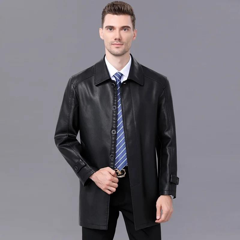 Real Sheepskin Trench Coat Male 2024 Genuine Leather Jacket Men Spring Autumn 's High Quality Casual Clothes Xhl336