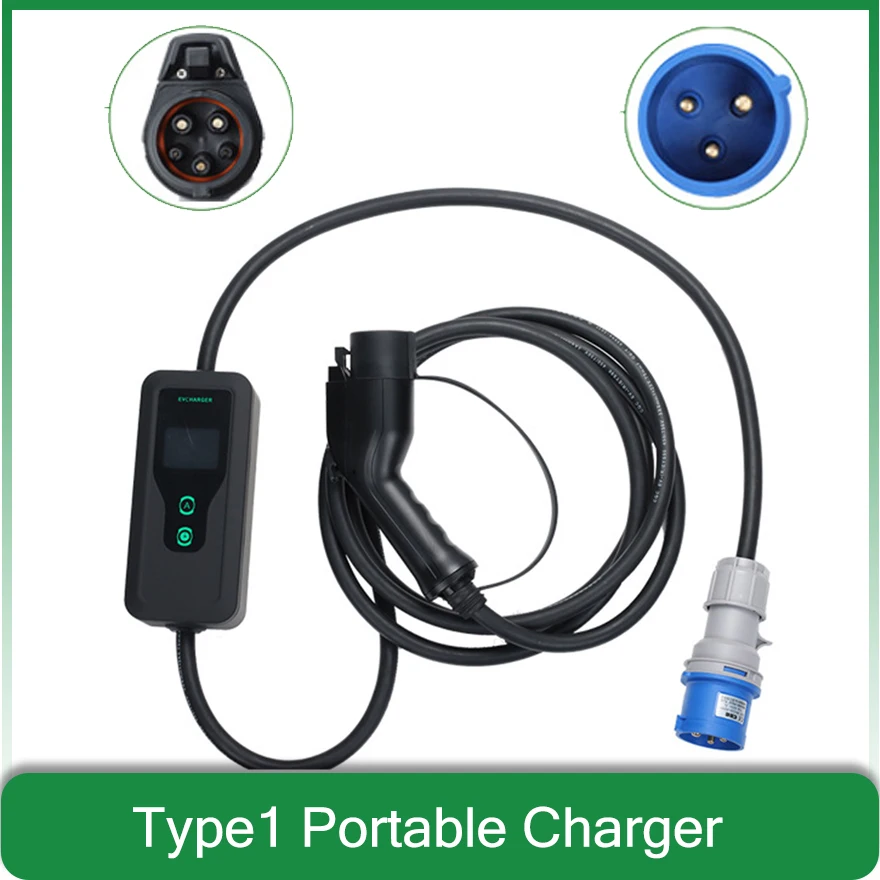 

Wallbox 7kw SAE j1772 CEE Plug 32A portable ev charging Type1 Level 2 16A 220V electric car vehicle charger station 5M