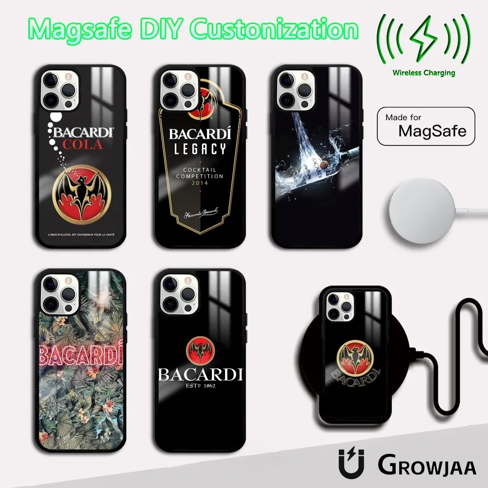 

B-BacardiES Liquor Wine Alcohol Phone Case For IPhone 16 15 14 13 12 11 Pro Max Plus Mini Magsafe Mirror Wireless Magnetic Cover