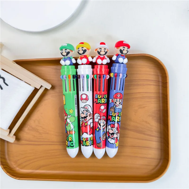 18/36pcs Anime Super Mario penna a sfera Sanrio 10 colori penne Gel cancelleria per studenti materiale scolastico Cartoon Press Writing Pen