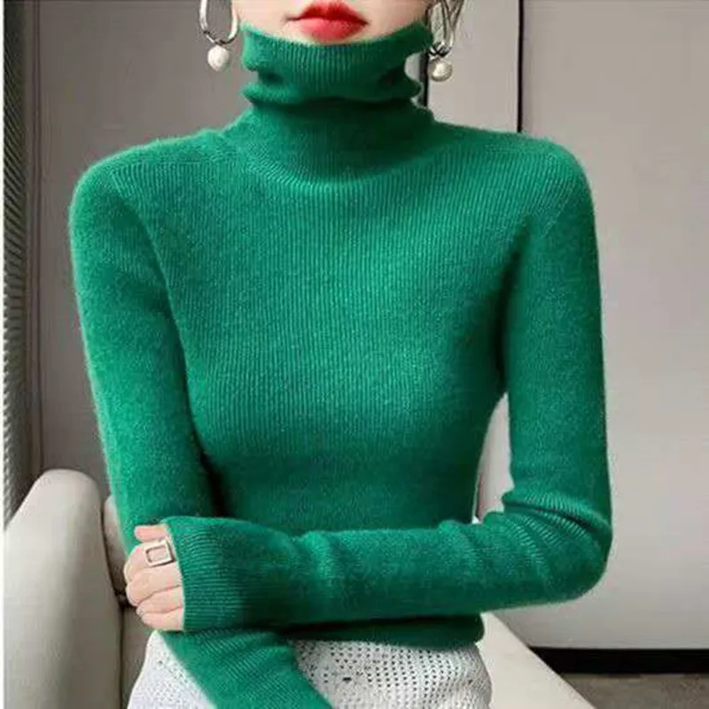 

2026 Fall/Winter Fashion - Chic and Stylish High-neck Sweater for Women Versatile and Elegant Knitted Shirt