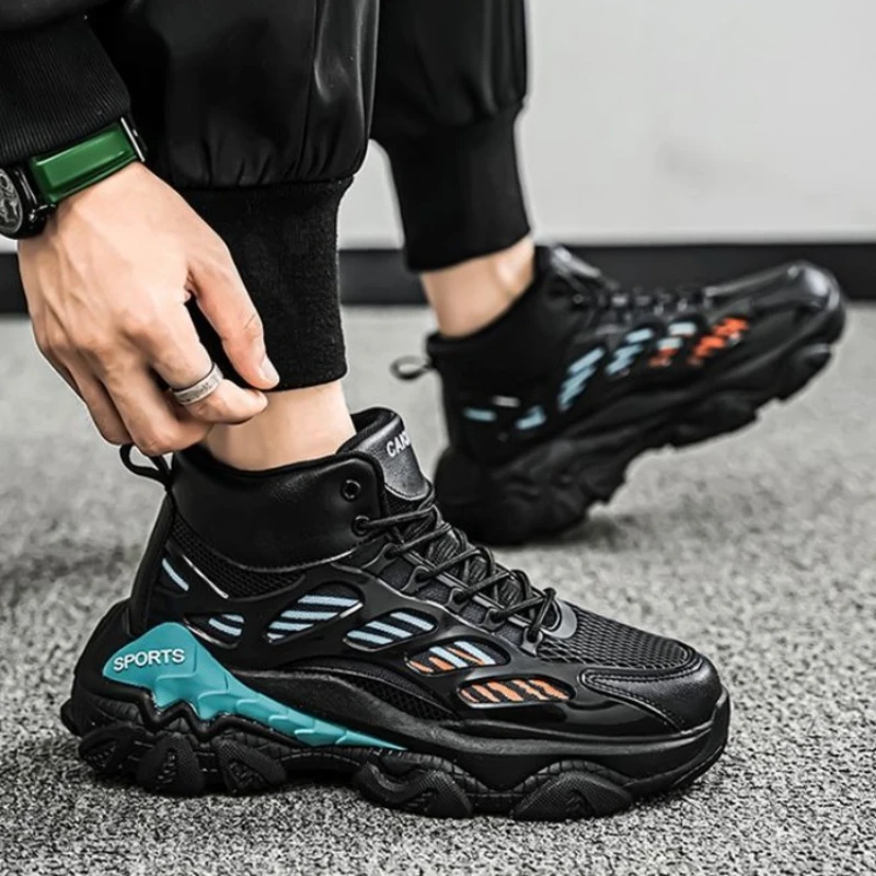 

Спортивные мужские ботинки на высоком каблуке со шнуровкой на платформе, весенне-осенние нескользящие повседневные винтажные удобные оригинальные предложения, мужская обувь