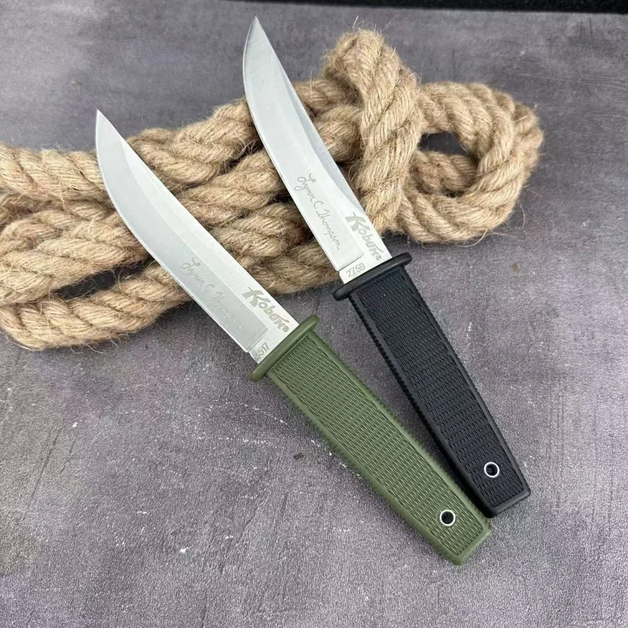 High-hardness Samurai Straight Knife 8Cr13Mov Steel Blade Nylon Filament Handle Outdoor Camping  Survival Tool Men's Gift