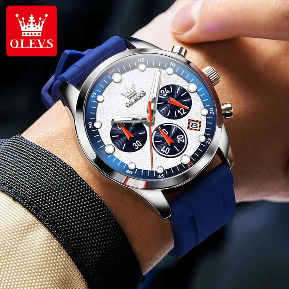 OLEVS High Quality Sports Watch for Men Original High-end Luxury Men\'s Wrist Watches Waterproof Silicone Strap Male Quartz Watch