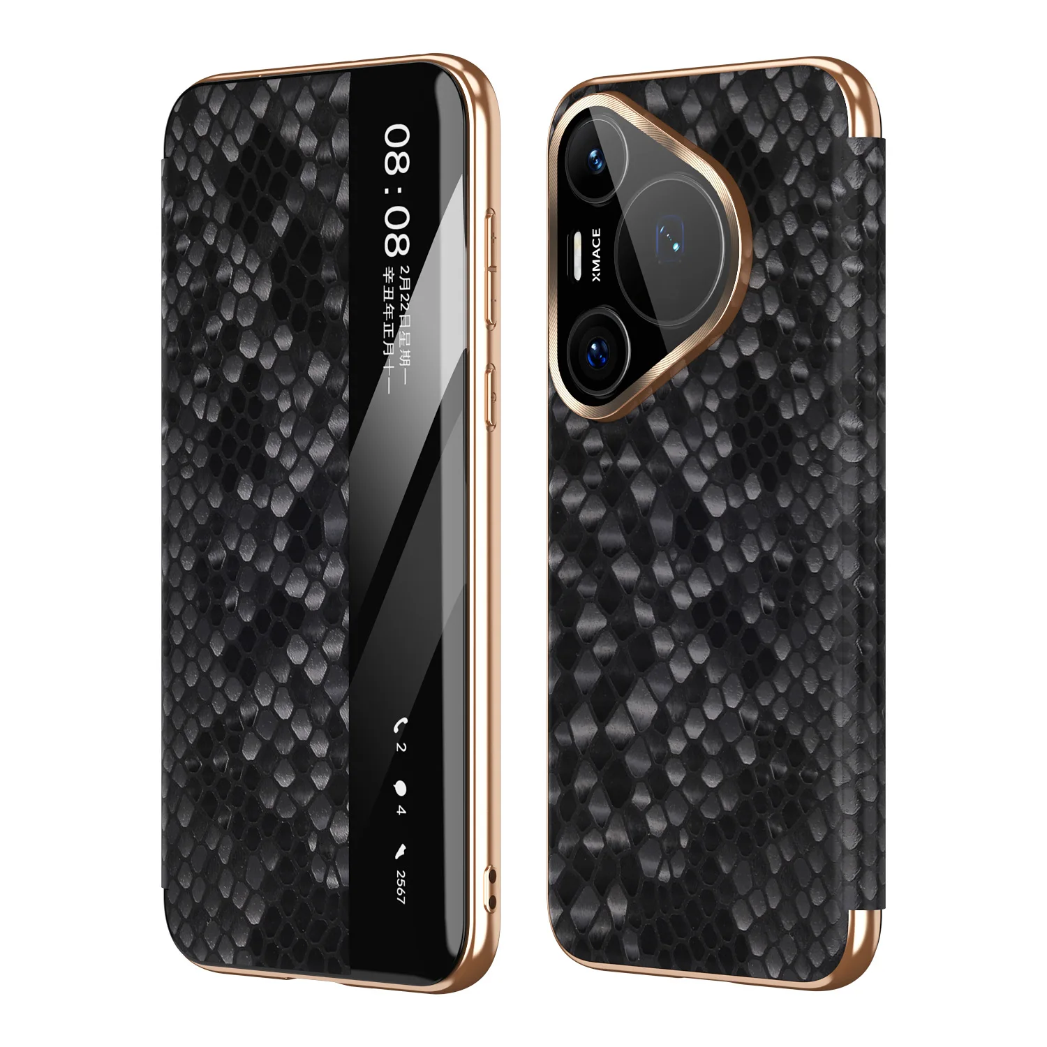 

Leather Phone Case for Huawei Pura 80 Ultra Pura70 Pro Plus Mate 70 Pro + 60pro Smart Window Dragon Scale Texture Magnetic Shell