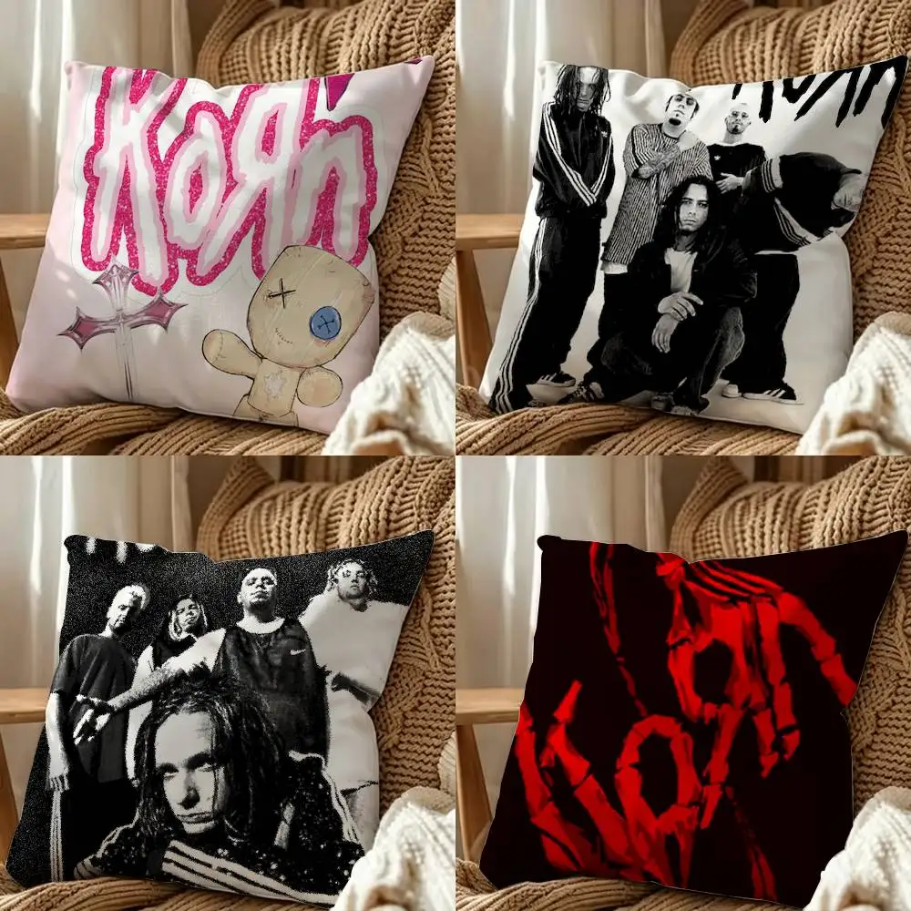 K-Korn Rock Band Double-Sided Printed Cushion Cover Bedroom Bedside Sofa Pillow Case