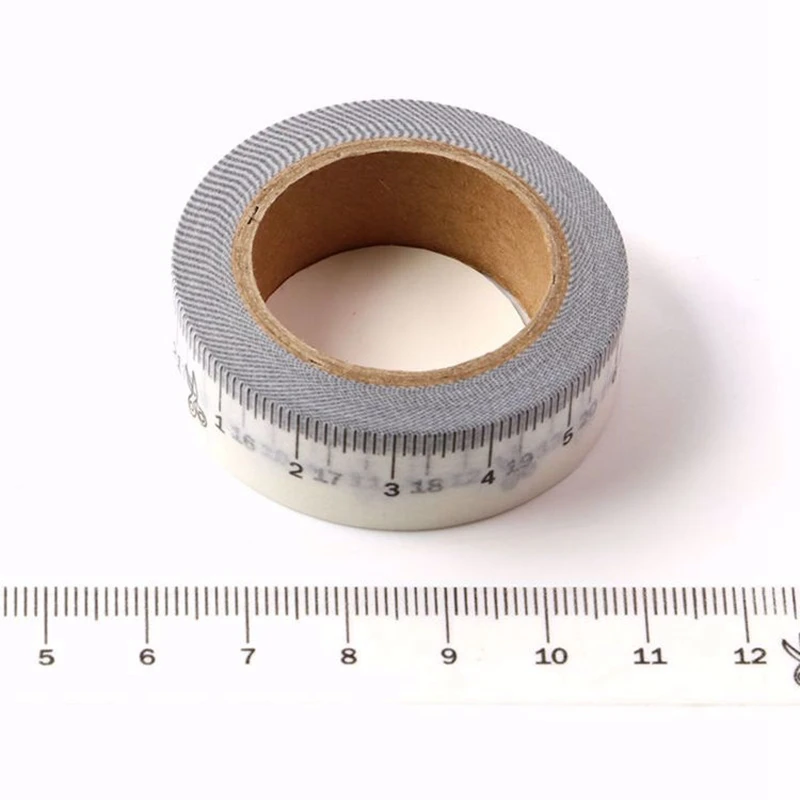 1 pièce Règle de mesure décorative Washi Tape, papier japonais bricolage, scrapbooking, journal, ruban de masquage adhésif, papeterie Kawaii, 10m