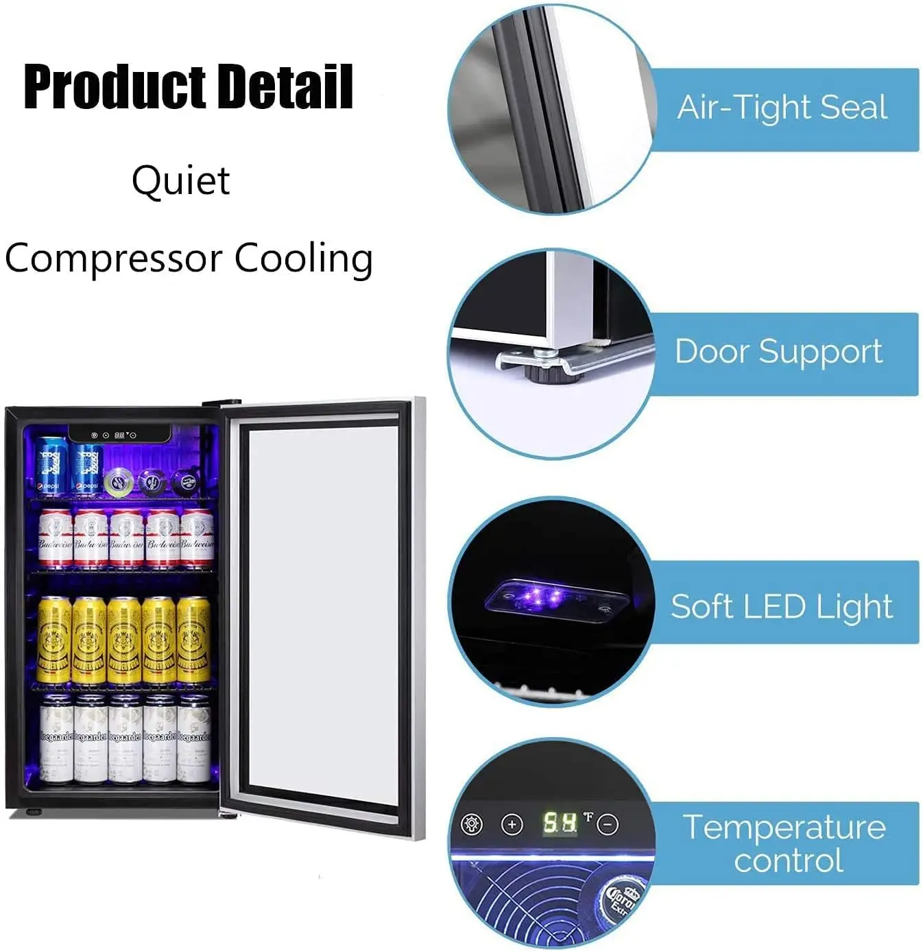 Beverage Refrigerator -125 Can Mini Fridge for Soda Beer or Wine, Small Drink Dispenser, for Office or Bar