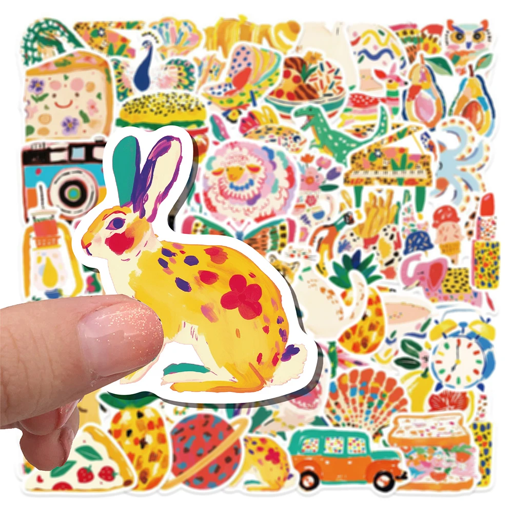 

10/30/50pcs Funny Cartoon Colorful Painting Doodle Stickers Kid Girl DIY Motorcycle Suitcase Luggage Car Aesthetic Sticker Packs