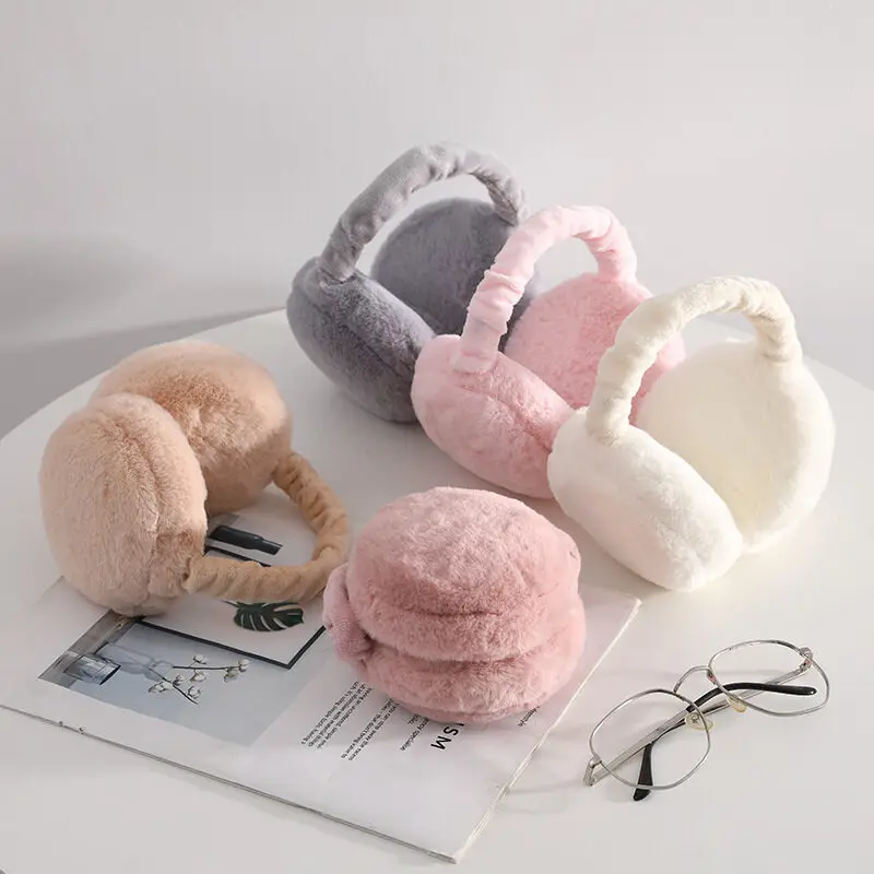 Fashion Autumn Winter Earmuffs Women Men Ear Warmer Plush Solid Color Adjustable Foldable Ear Muffs Earflap Earmuffs