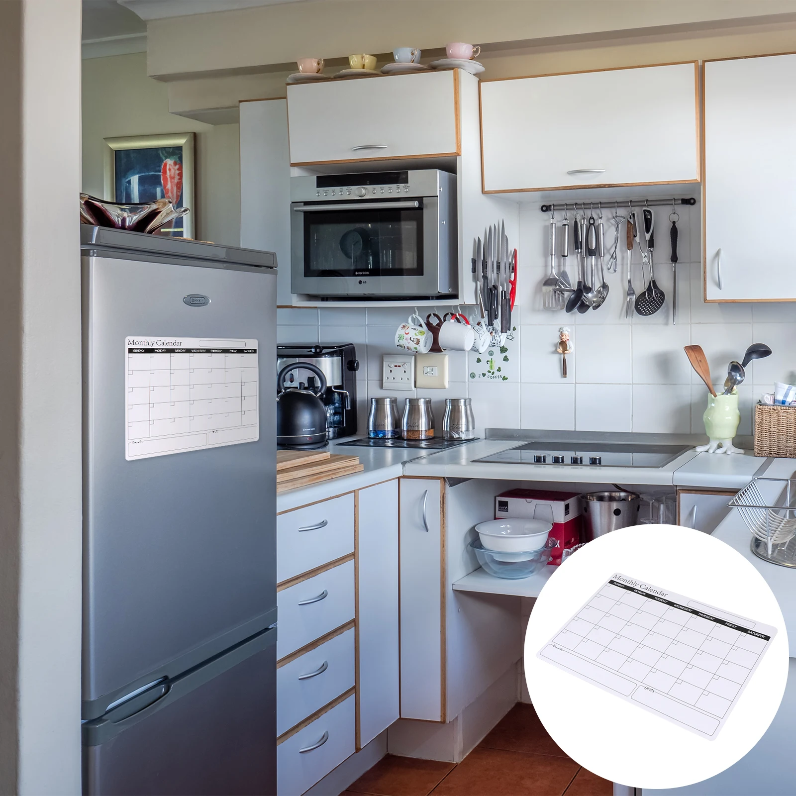 

1Pcs Magnetic Calendar Fridge Planner High Grade Wipe Clean Surface Reusable Monthly Schedule Board for Family Organizing