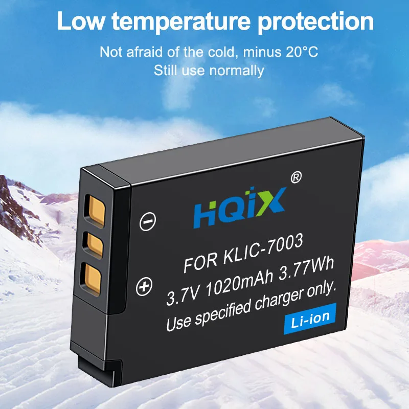 HQIX for Kodak EASYSHARE V1003 V803 GE E1240 E1050TW E1030 E850 GB-40 Camera KLIC-7003 Dual Charger Battery